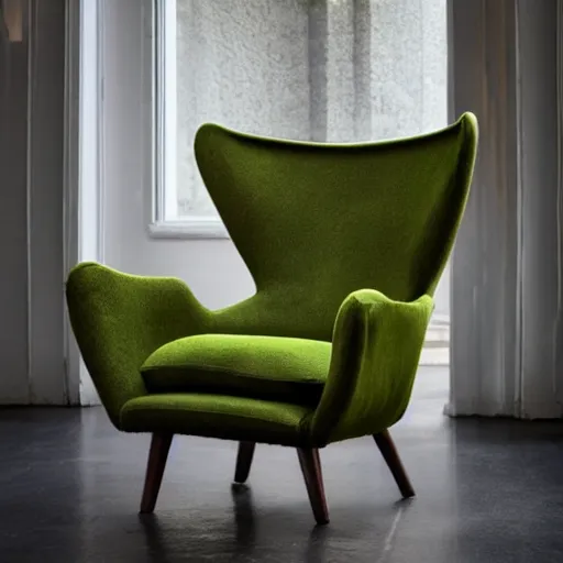 Image similar to an armchair in the shape of an avocado