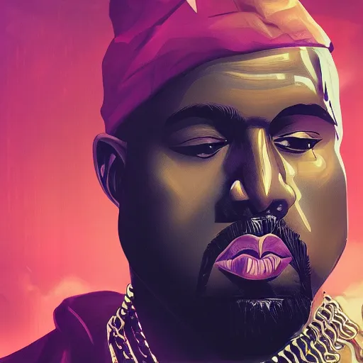 Prompt: Kanye West, League of Legends splashscreen artwork, deviantart, artstation