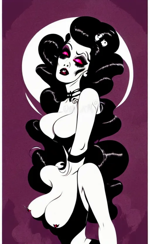 Prompt: looking up at a goth girl with a detailed face and black hair, burlesque psychobilly, rockabilly, punk, white background, vector art, illustration by frank frazetta