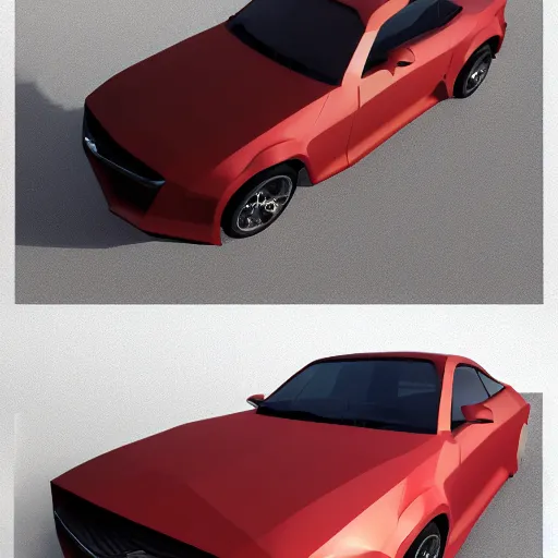 Image similar to low poly model of a car, award winning, trending on artstation, detailed hd