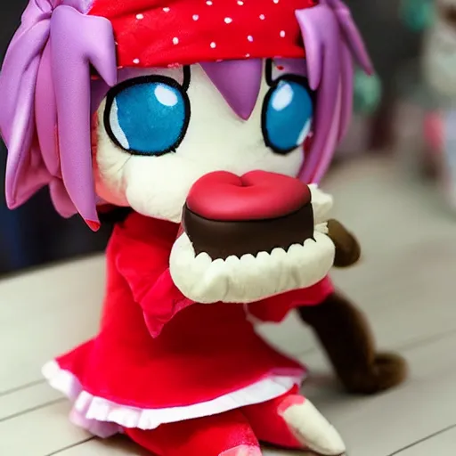 Image similar to cute fumo plush of a girl who loves eating cookies