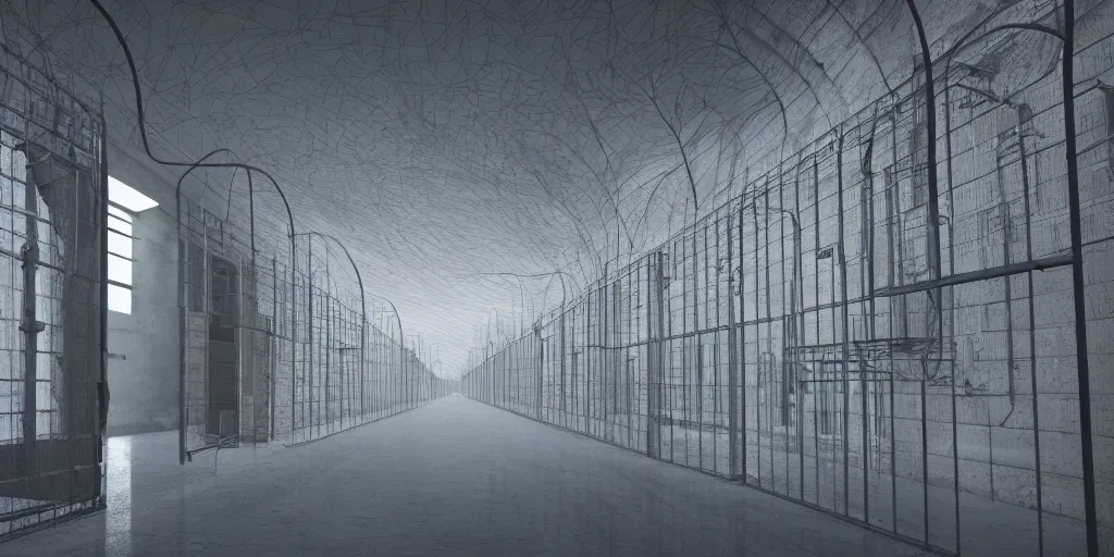 Prompt: well if they freed me from this prison, symmetric, dynamics lighting, cinematic,