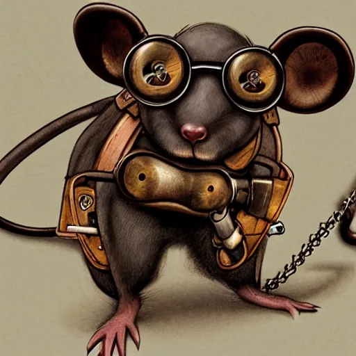 Prompt: a rat with steampunk googles, by Jesper Esjing