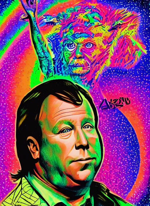 Image similar to alex jones by Zbigniew Brzezinski lisa frank