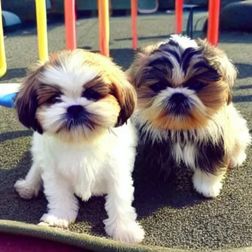 Image similar to 1 0 cute shih tzu puppies in a playground
