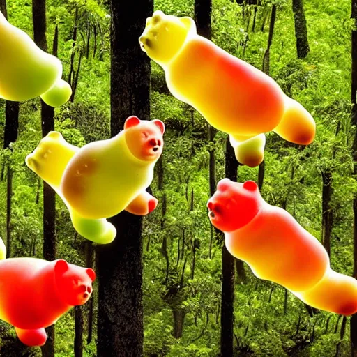 Image similar to national geographic photos of wild gummy bears, wildlife photography