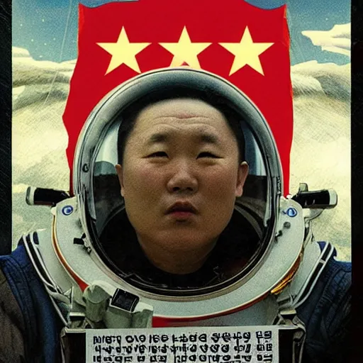 Image similar to [North Korean cosmonaut, poster, very detailed, cinematic lighting, matte, sharp, photography, art by enki bilal]