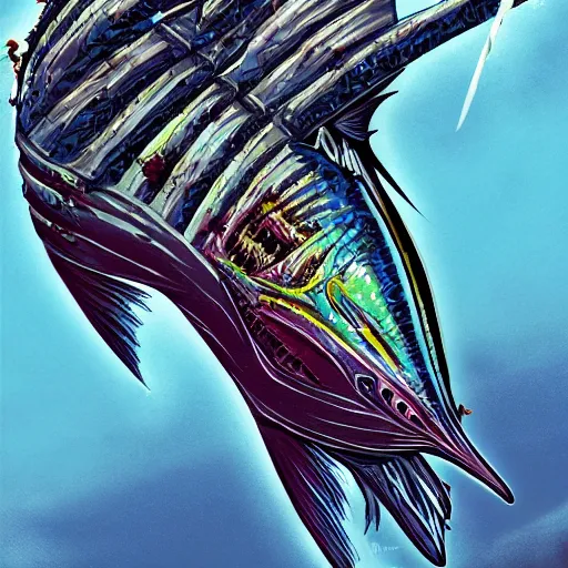 Image similar to zombified tribal sailfish, trending on artstation, ultra fine detailed, hyper detailed, hd, concept art, digital painting
