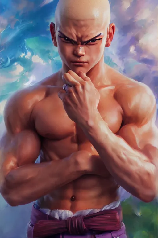 Prompt: realist portrait of bobobo anime character. by Daniel F. Gerhartz, hyperrealistic oil painting, 4k, studio lightning