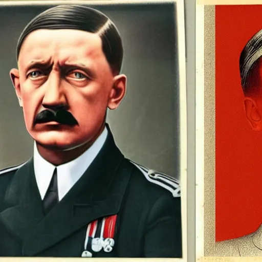 Image similar to jan paweł drugi side by side with adolf hitler, realistic picture