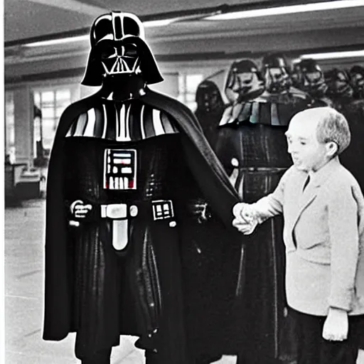 Prompt: vintage photo of darth vader visiting soviet union