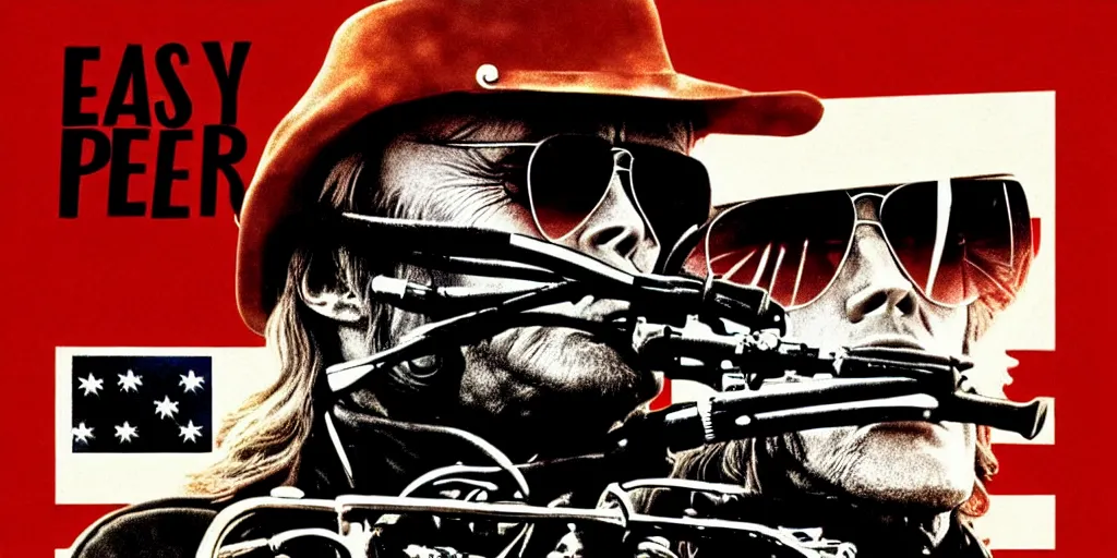 Image similar to easy rider, peter fonda, dennis hopper, poster