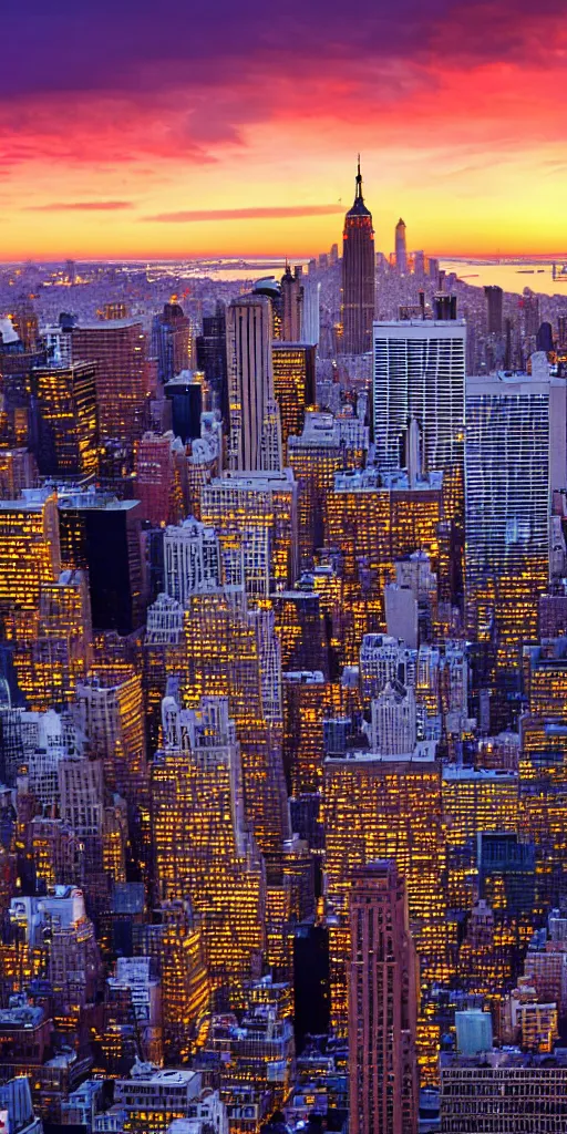 Prompt: new york city at sunset