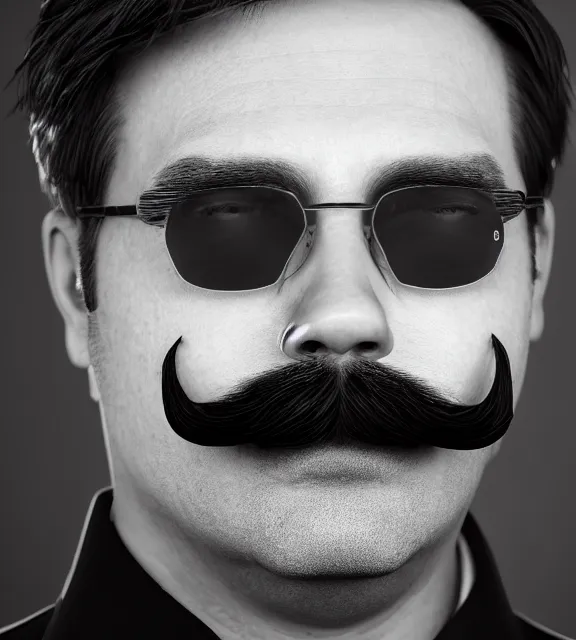 Prompt: a 4 k photorealistic photo medium shot of a man with a moustache.