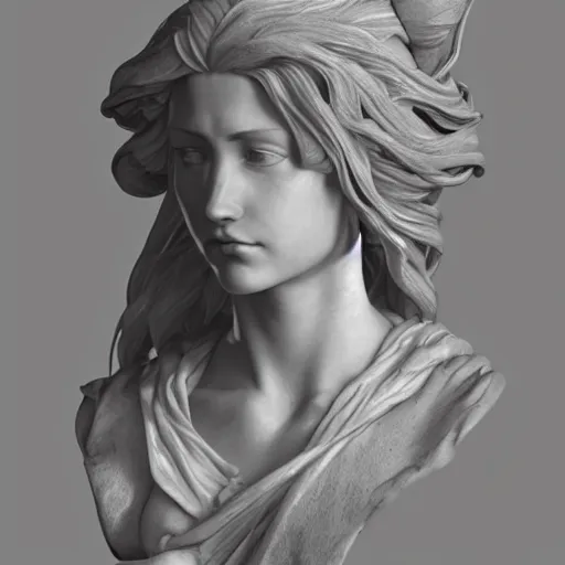 Image similar to beautiful lifelike award winning marble statue bust of gerald of rivia unreal engine octane render trending on art station artgerm greg rutkowski alphonse mucha cinematic atmospheric