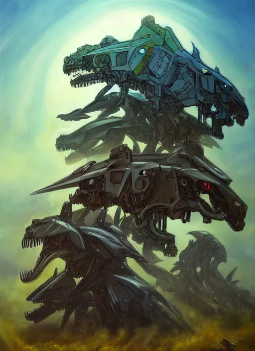 Prompt: voltron made from dinosaur carcasses, hyperrealism, no blur, 4 k resolution, ultra detailed, style of james gurney, anato finnstark, edward robert hughes