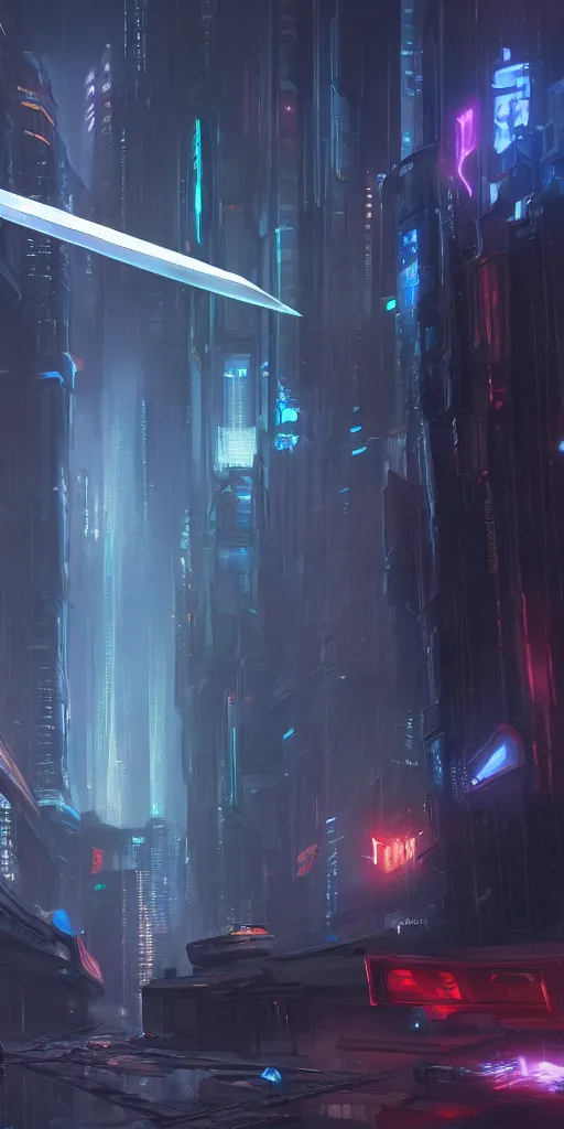 Image similar to a cyberpunk blade by Tyler Edlin, rendering in unreal engine 5