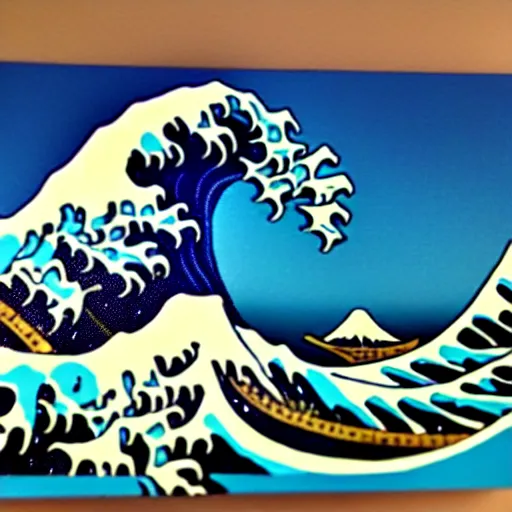 Image similar to the great wave made of spaghetti