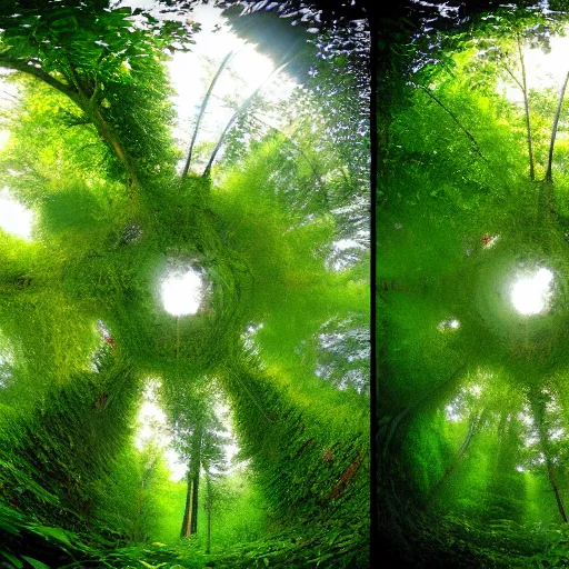 Prompt: 360 degree photo of a lush forest in France, 8k, award-winning