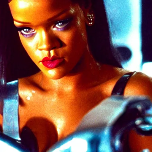 Image similar to rihanna as the t 1 0 0 0, liquid metal form in terminator 2 : judgment day ( 1 9 9 1 ), 8 k wide shot