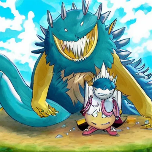 Image similar to wendimon digimon monster eating shuuji