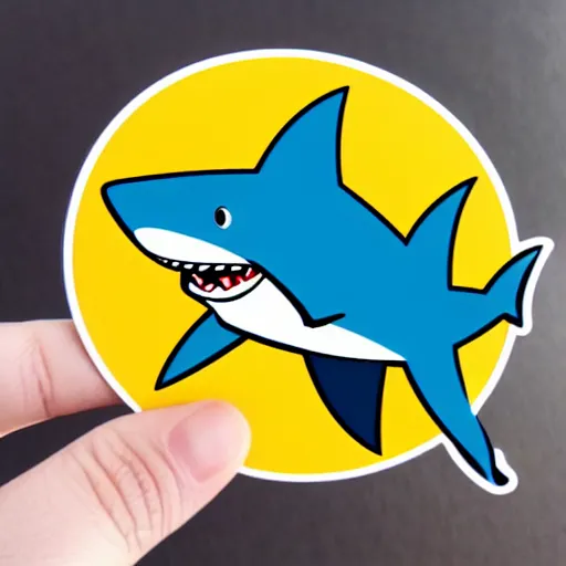 Image similar to die cut sticker of cartoon friendly shark