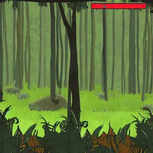 Image similar to a clearing in a forest in the style of a sierra point and click adventure game