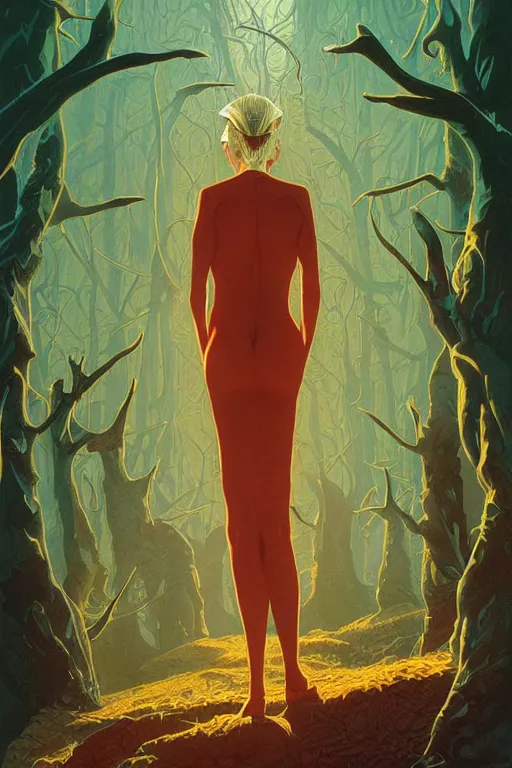 Image similar to poster artwork by Michael Whelan and Tomer Hanuka, Karol Bak of the egregore, from scene from Twin Peaks, clean, simple illustration, nostalgic, domestic, full of details