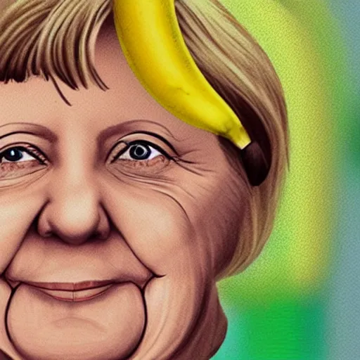 Prompt: angela merkel as a banana, caricature