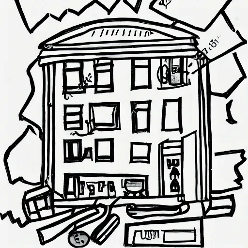 Image similar to child's drawing depiction of the apartment of a depressed student