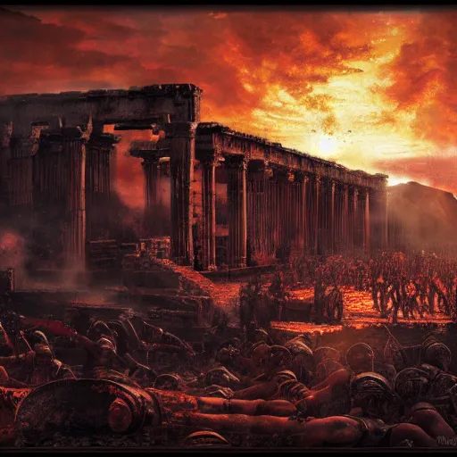 Image similar to the last day of pompeii in warhammer 4 0 k style, by john frederick kensett, digital art, 4 k, high detailed