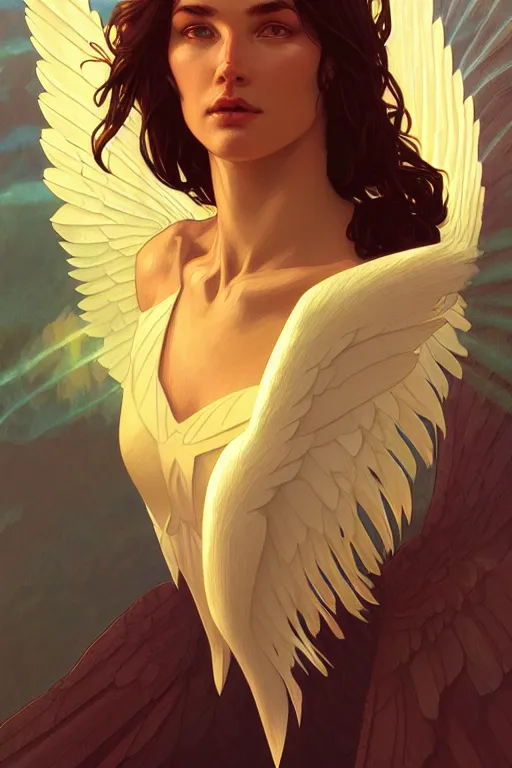 Prompt: a portrait of warren worthington, angel, fantasy, sharp focus, intricate, elegant, digital painting, artstation, matte, highly detailed, concept art, illustration, ambient lighting, art by ilya kuvshinov, artgerm, alphonse mucha, and greg rutkowski