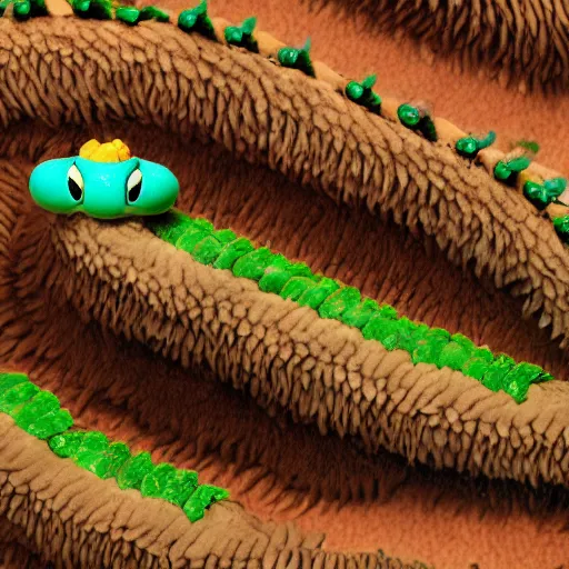 Prompt: mario bros as a catterpillar, animal photography, closeup