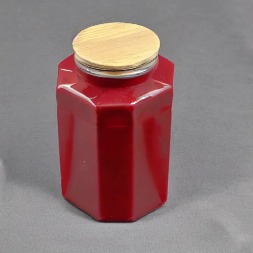 Prompt: a jar with a hexagonal screw - on lid