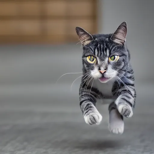 Image similar to photo of hyperspeed flying through space cat running fast with motion blur