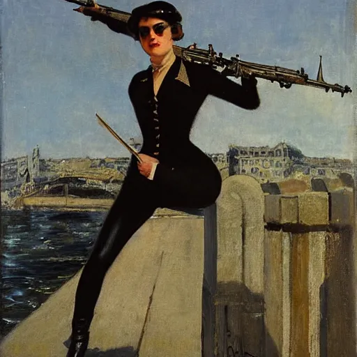 Image similar to action heroine spy by alfred stevens