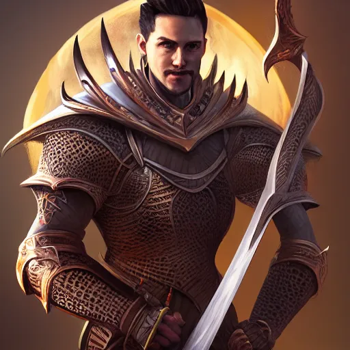 Image similar to portait of a dragon man knight holding sword, digital art, digital painting, masterpiece, elegant, hyper realistic, award winning, 8 k, behance, artstation, unreal engine 5, octane render, masterpiece, sharp focus, intricate, ornate