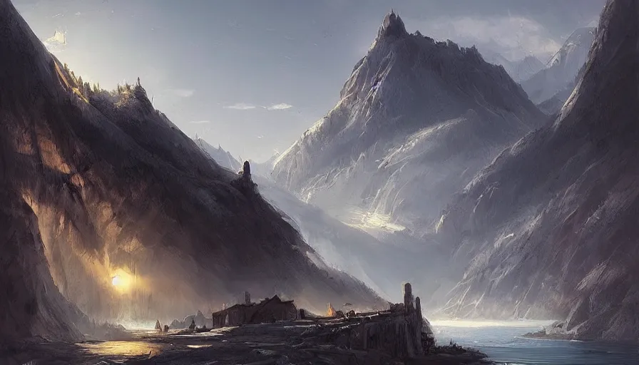 Image similar to concept art by raphael lacoste, landscape, ilustration