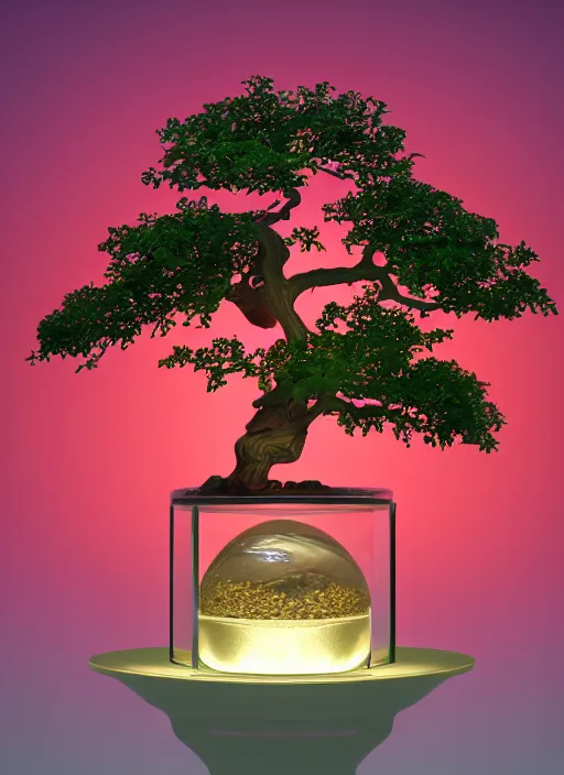 Prompt: pink and tangerine maple bonsai tree inside a solarpunk glass jar, full moon buried in sand, morrocan lamp, intricate detail, crowd of people in awe, hyper detailed, ultra realistic, sharp focus, octane render, lantern, volumetric, vray, moon, subsurface scatter, pocketwatch, cgsociety, sense of awe, mystical, moon,