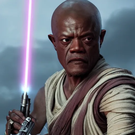Prompt: a picture of rey and mace windu combined, detailed, 4 k, realistic, accurate