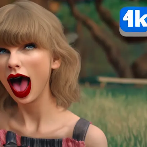 Prompt: little miss taylor swift screaming by roger hargreaves and jim henson, unreal engine 3 d hd 4 k