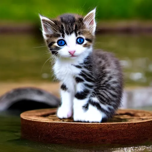 Image similar to a kitten made of flowing water