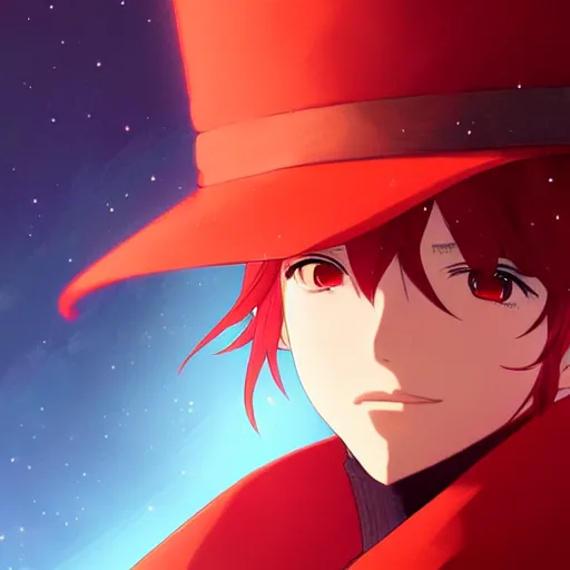 Prompt: close-up Makoto Shinkai portrait of red mage from Final Fantasy, anime key visual, official media, Rossdraws, Lois van Baarle