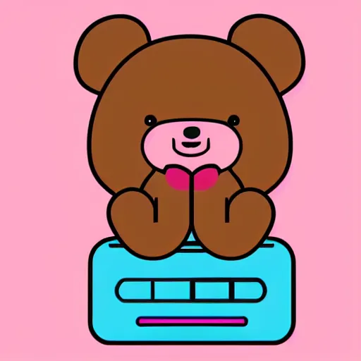 Image similar to iconic vector logo of cute cuddly pink bear with a podcast microphone, melodic, headphones, music, streaming, dreamy, isometric, adorable, octane render, golden ratio, 4k UHD, iconic design