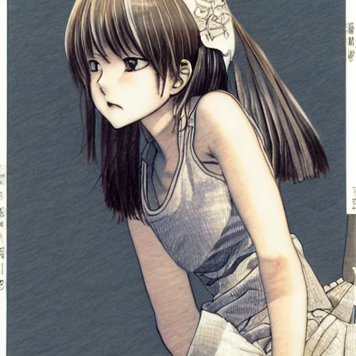 Prompt: young girl by hiroaki samura, detailed, manga, illustration