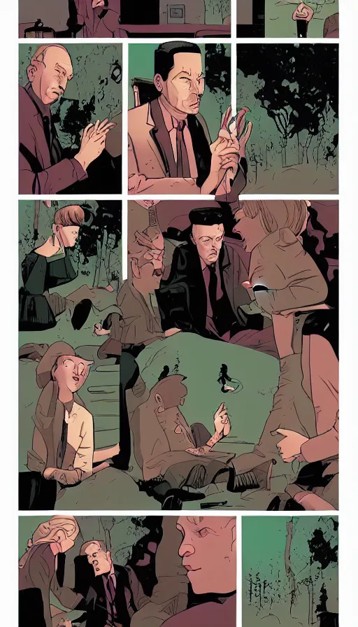 Prompt: Surreal Twin Peaks comic page by Tomer Hanuka