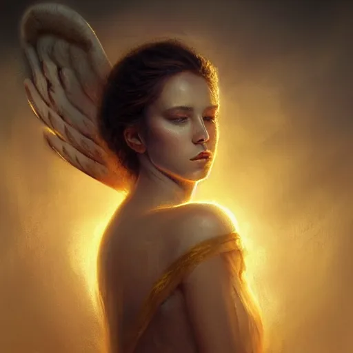Prompt: majestic gracious regal female angel portrait, ancient greece, atmospheric lighting, painted, intricate, volumetric lighting, beautiful, rich deep colours masterpiece, golden hour, golden ratio, sharp focus, ultra detailed, by leesha hannigan, ross tran, thierry doizon, kai carpenter, ignacio fernandez rios