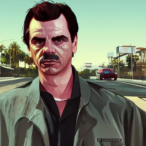 Prompt: aznar in gta v, cover art by stephen bliss, artstation