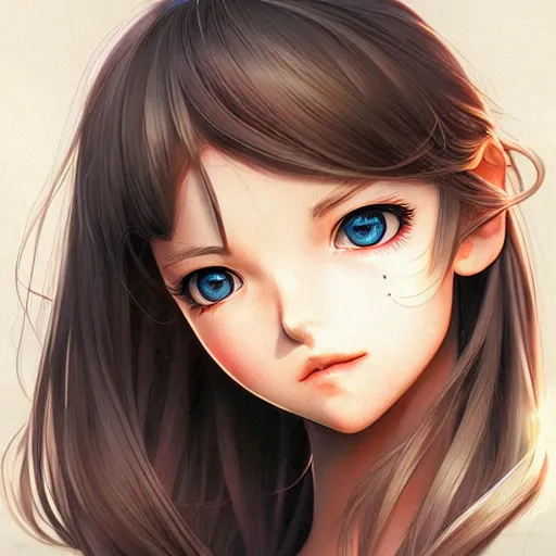 Prompt: cultivator girl with brown hair and luminescent eyes, highly detailed, floating in the air, by Range Murata, artgerm, digital illustration, beautiful, concept art