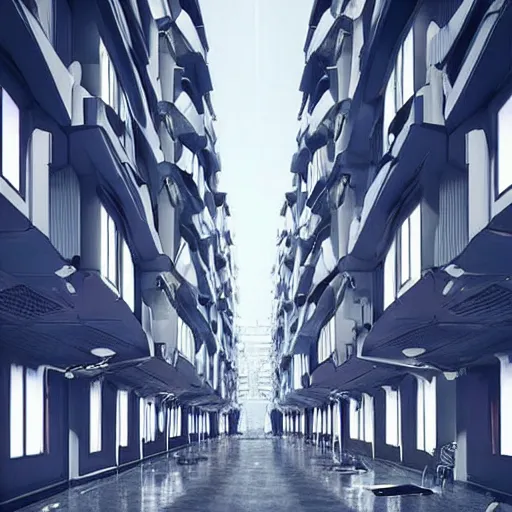 Image similar to “inside of a futuristic Japanese village. Towering over all of the buildings is a computer server hooked up to a wall. Scene rendered inside of room”